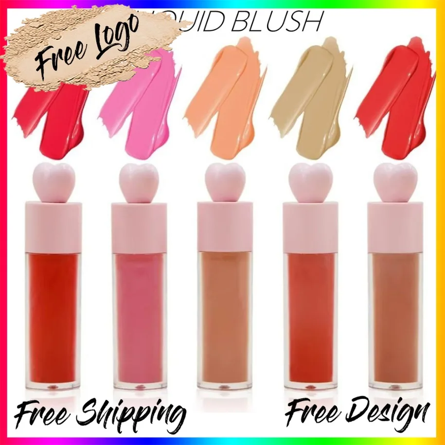 

Private Label Custom Logo Vegan Wholesale Makeup 6ml Heart Bottle Liquid Blush Cheek Tint Natural Rosy Glow Long Lasting