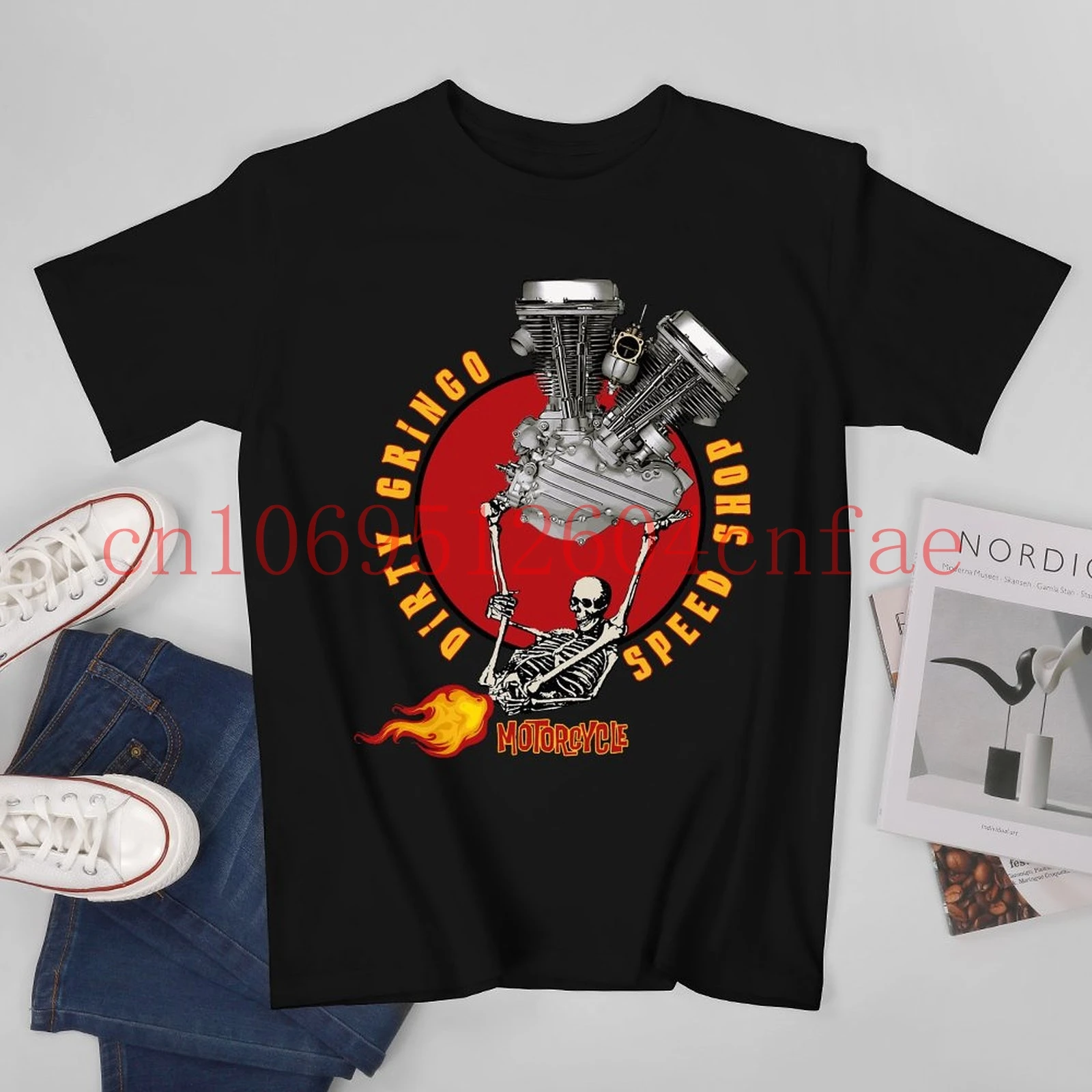 Футболка The Dirty Gringo Speed Shop Fire Fart Skeleton Panhead VTwin Футболка The Dirty Gringo Speed Shop Fire Fart Skeleton Panhead VTwin