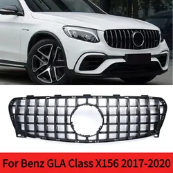 For Mercedes Benz GLA Class X156 2017-2020 GLA200 GLA250 GLA45 GT Style Black Grill Front Grille Car Upper Bumper Hood Mesh Grid