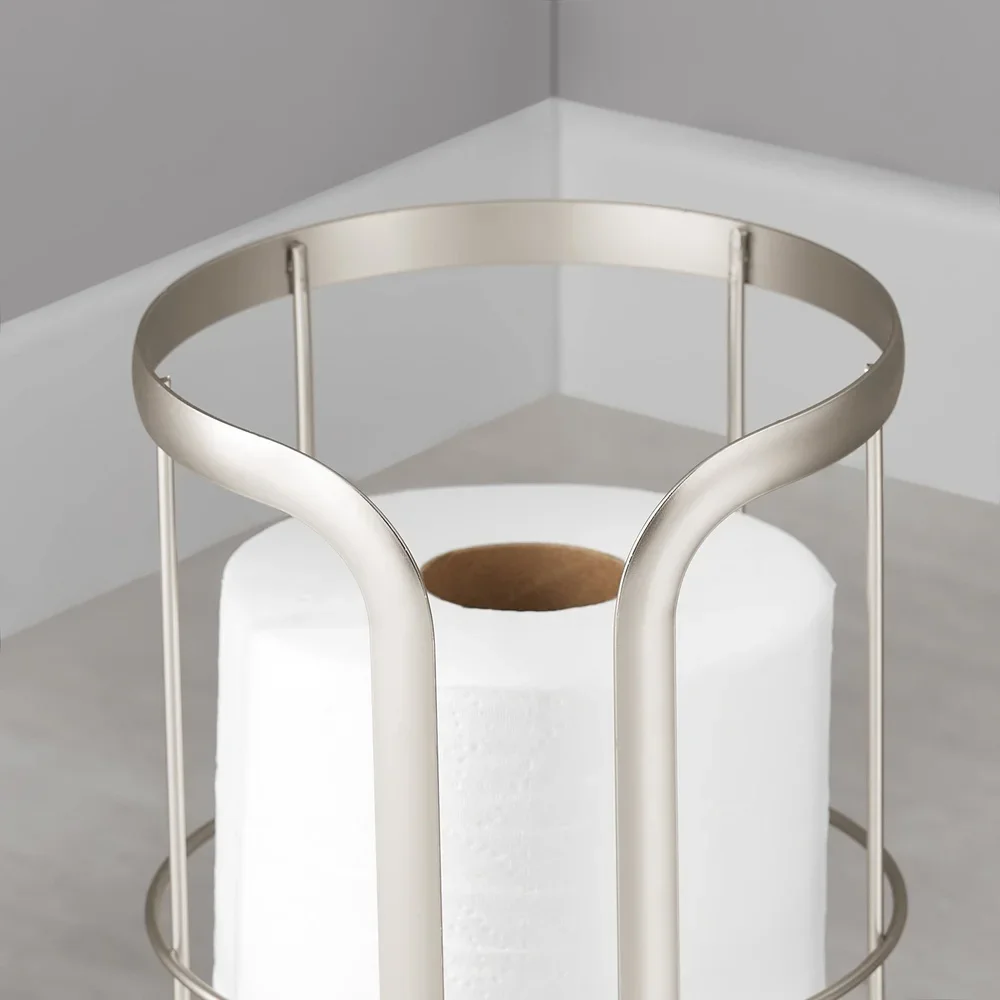 自立型トイレットペーパーホルダー 追加ロール収納付き 3ロール モダンなバスルームアクセサリー 使いやすい完全組み立て