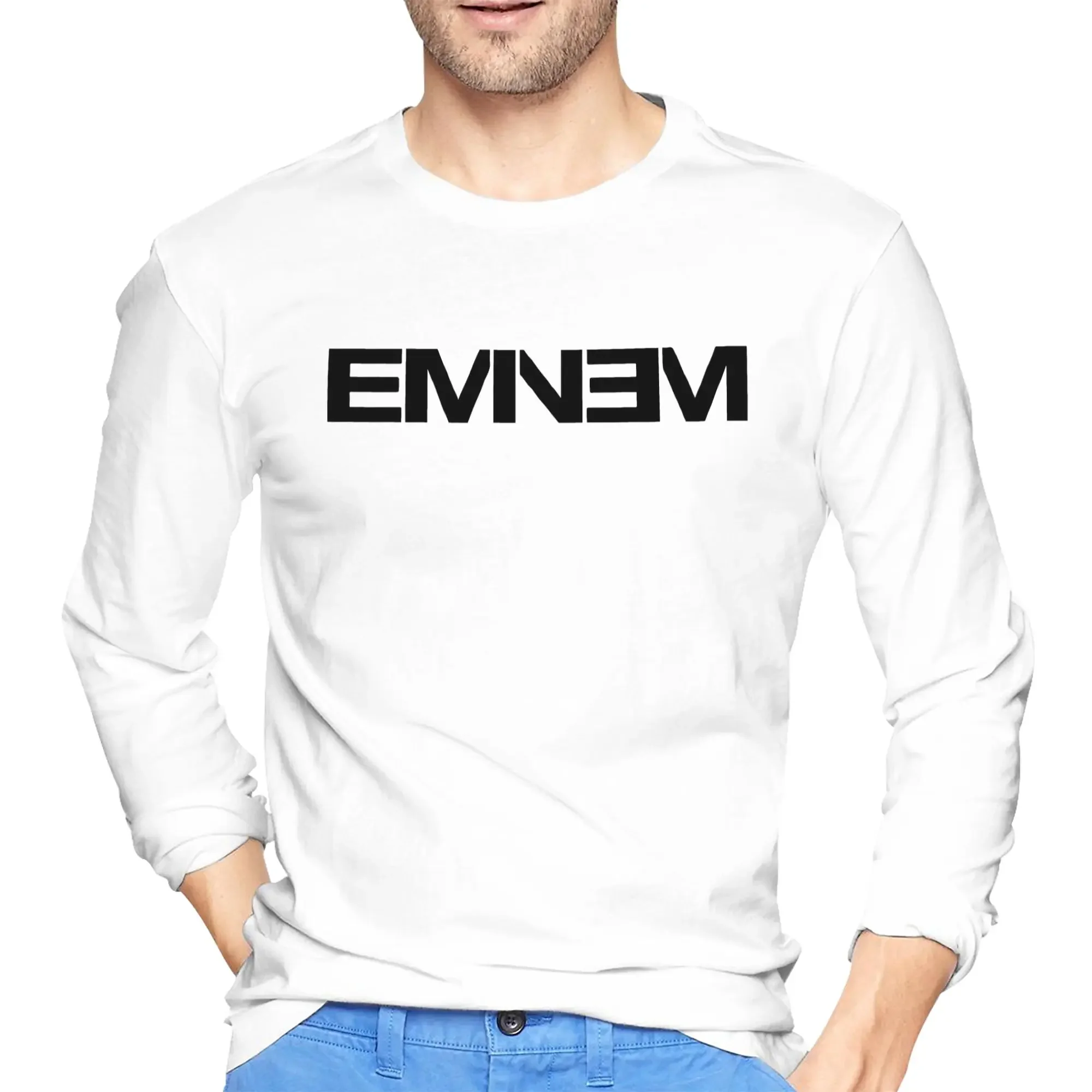 

Eminem Men's Long Sleeved T-shirt Breathable Round Neck T shirts Spring and Autumn Men tops