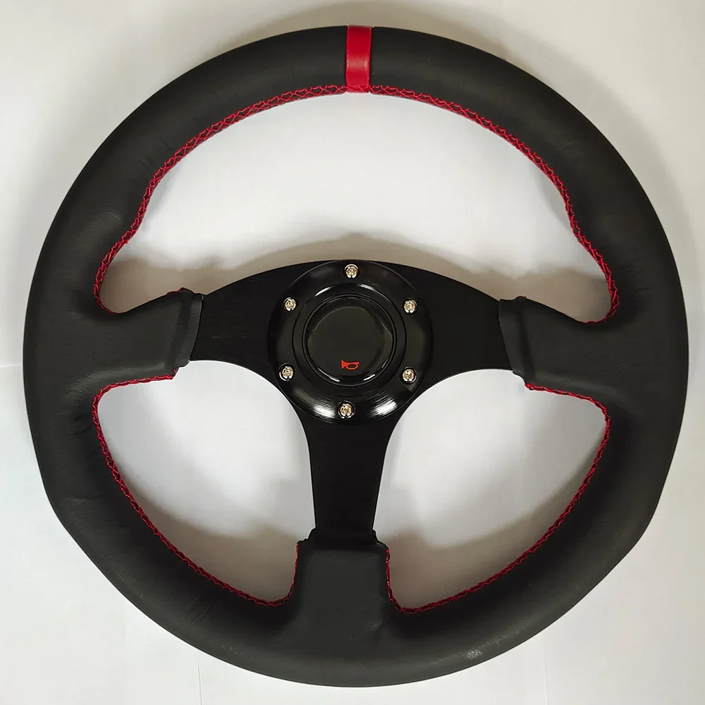 330mm/13 inch flat steering wheel aluminum+PVC drift simulation racing game universal steering wheel with O * P logo - view 6