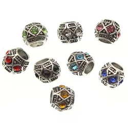 10Pcs Micro Pave CZ Zircon Beads Big Holes Beads Round Ball Loose Spacer Beads for DIY Bracelet Jewelry Making Accessories