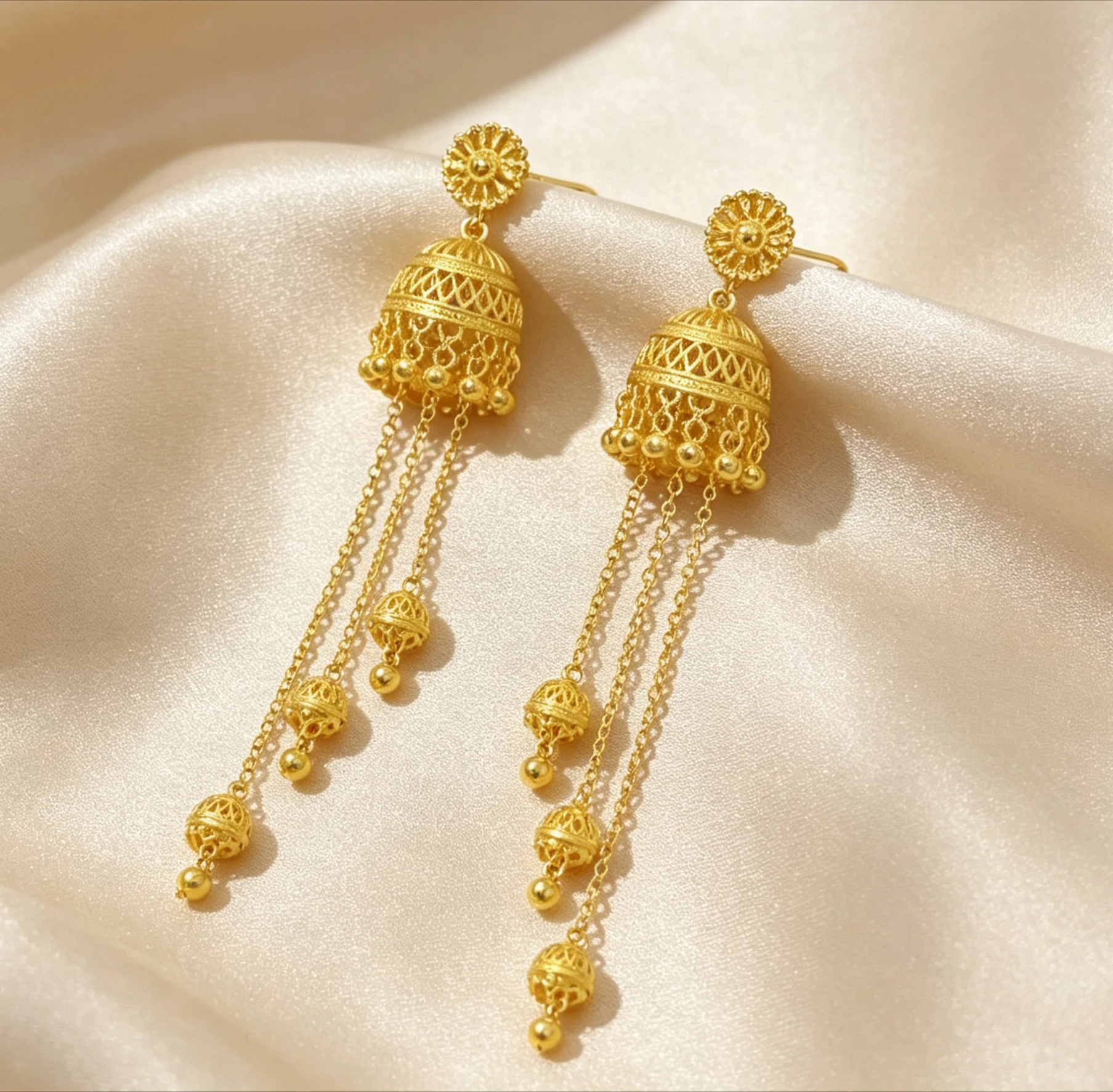 9999 gold  Bohemian Women's AU999 Tassel Earrings, Fashionable Temperament 24K Ethnic Style High-end Earrings birthday gift