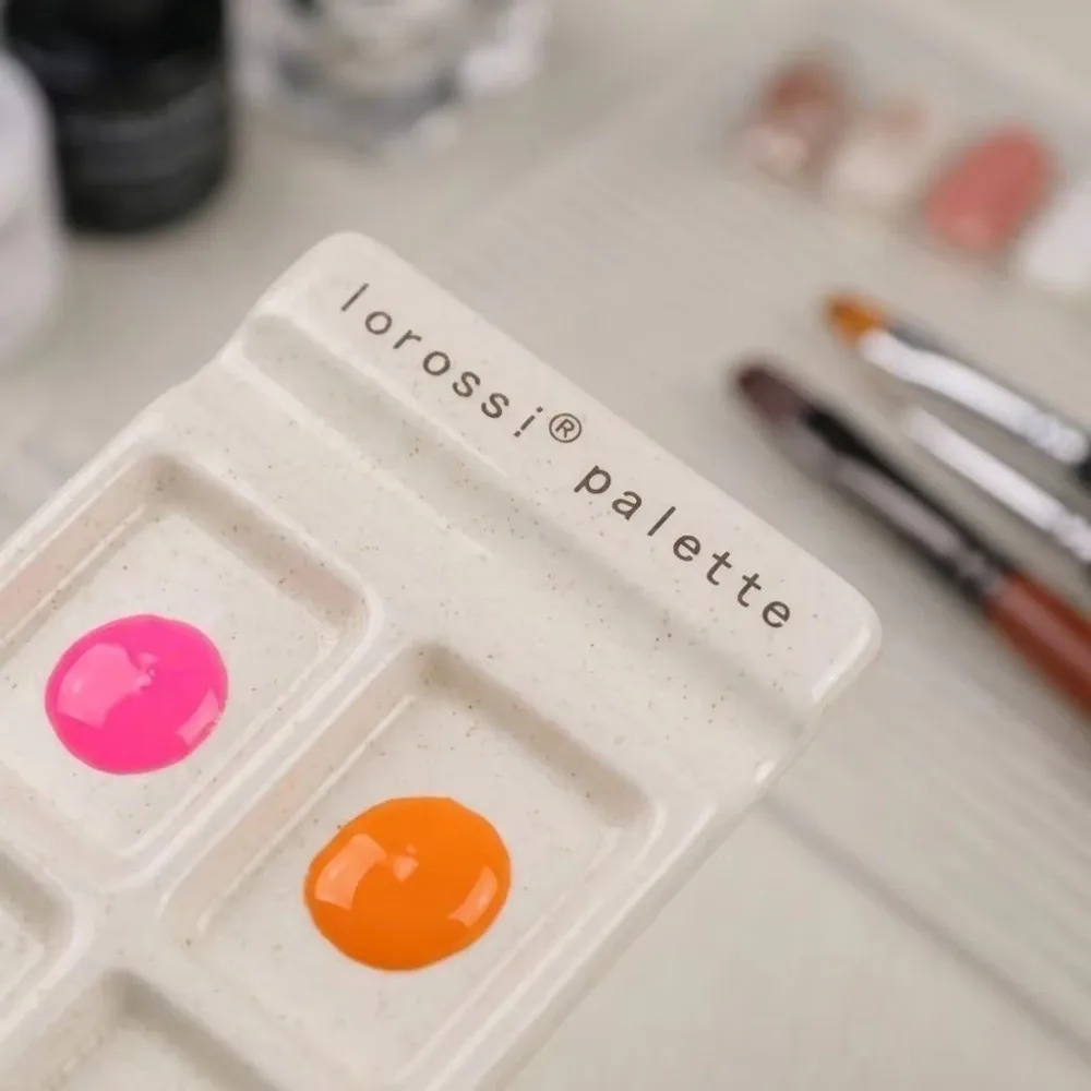 Multifunctional Ceramic Pigment Palette Compact With Pen Rest Nail Polish Color Mixing Plate Ceramic Art Painting Mixing Plate