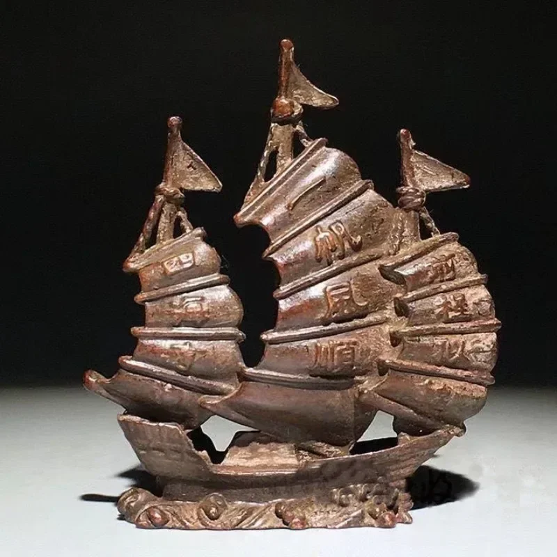 

Antique Copper Sailing Boat Small Statue Lucky Desk Ornaments Feng Shui Figurines Living Room Home Decoration Crafts Accessories