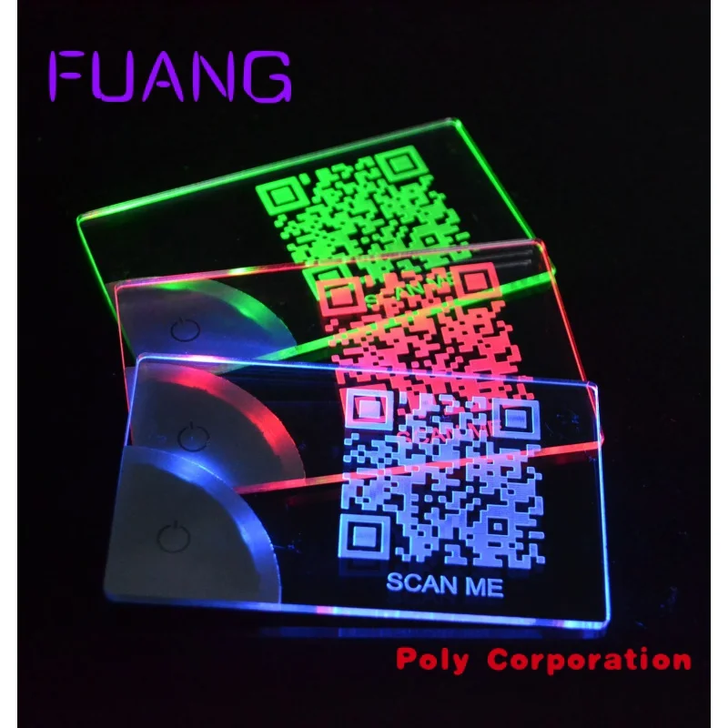 Custom  LINLI New Laser Engraved LED Business Card Light Custom Design Acrylic Luminescence Visiting Card