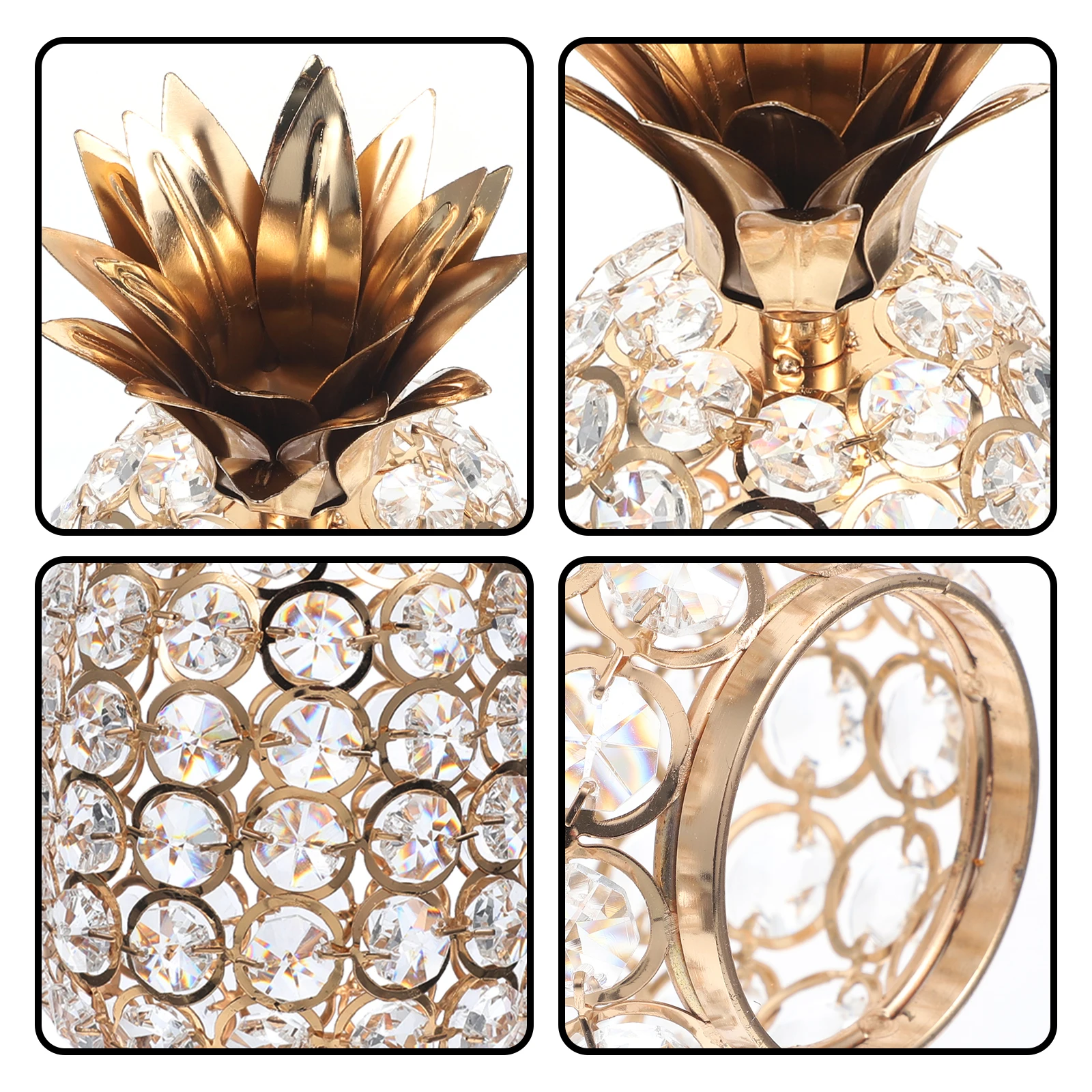 

Crystal Pineapple Ornament Decorative Desktop Metal Resin Fruit Statue For Home Office Bedroom Decor Pineapple