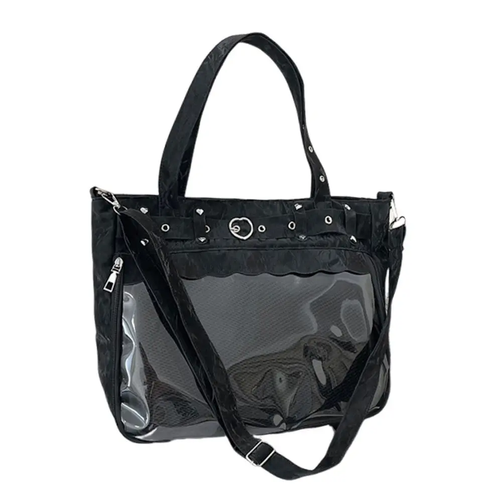 Transparente Ita-Tasche mit großem Fassungsvermögen, originelles Design, Y2K-Tragetasche, minimalistischer Stil, Innenfach, JK-Uniform-Umhängetasche – Detail 5