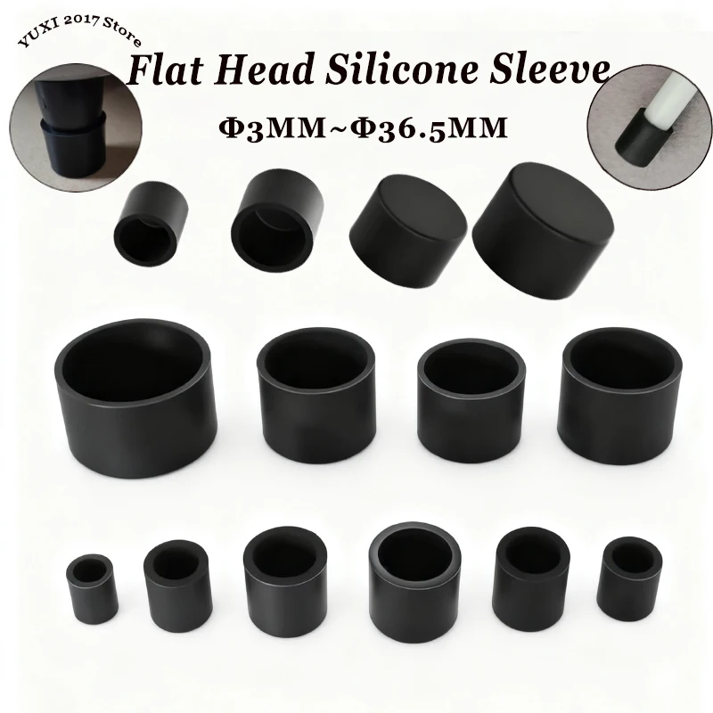 Couvercle à tête plate en Silicone noir, 3mm ~ 29.7mm, résistant à la chaleur, Anti-poussière, capuchon de protection scellé, capuchon circulaire Anti-collision, 6/10 pièces