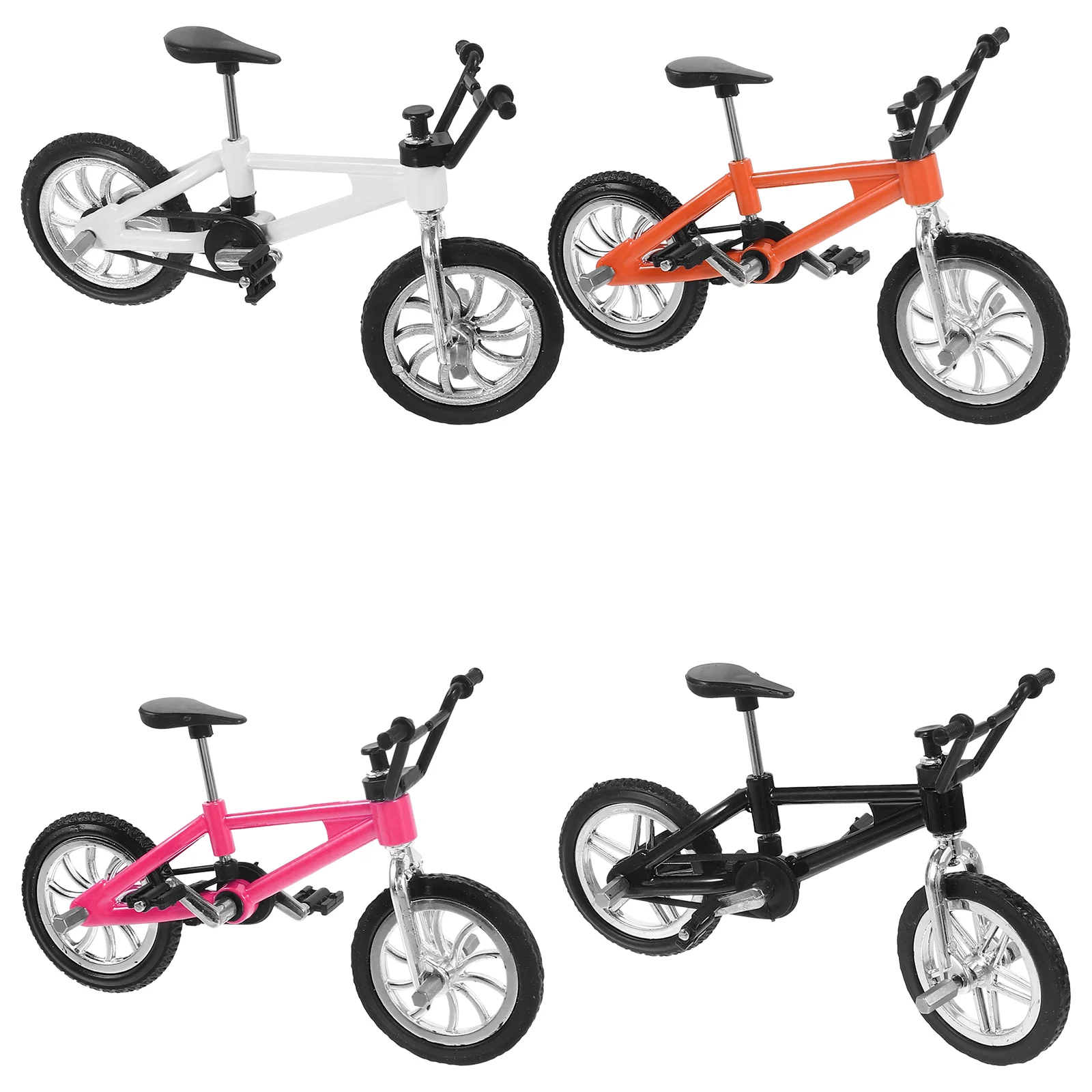 4 Pcs Mini Bike Alloy Model Finger Bicycle Racing Simulation Models Toys