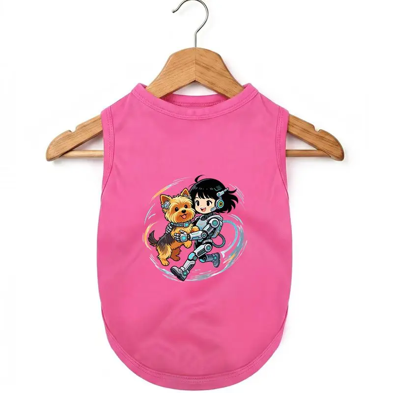 

Pet Dog Summer Wear - Fun Anime Girl Dog Graphic Lightweight Breathable Vest