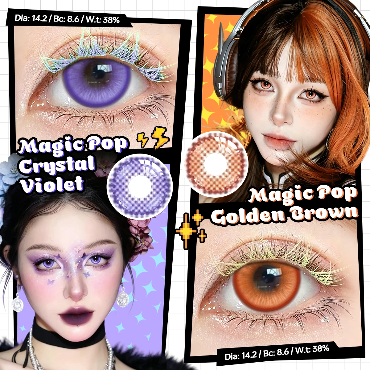 VISUASHOW 14,5mm Blaue Anime Cosplay Farbige Kontaktlinsen 6 Monate Einweg Lebendige Augen-Make-up Cyber Kosmetik Rote Weiche Linsen – Detail 5