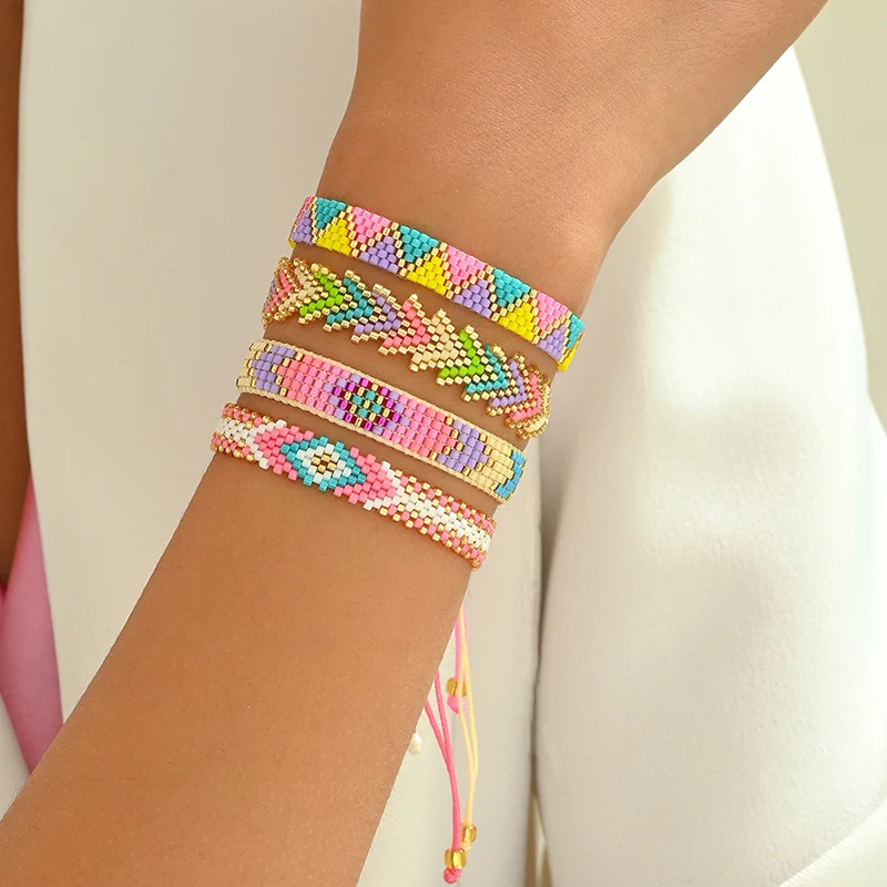 4Pcs/Set Miyuki Beads Bracelet Couple Bracelets Set Gift Lovers' Jewelry Handmade Loom Woven Jewellery Wide Pulseras