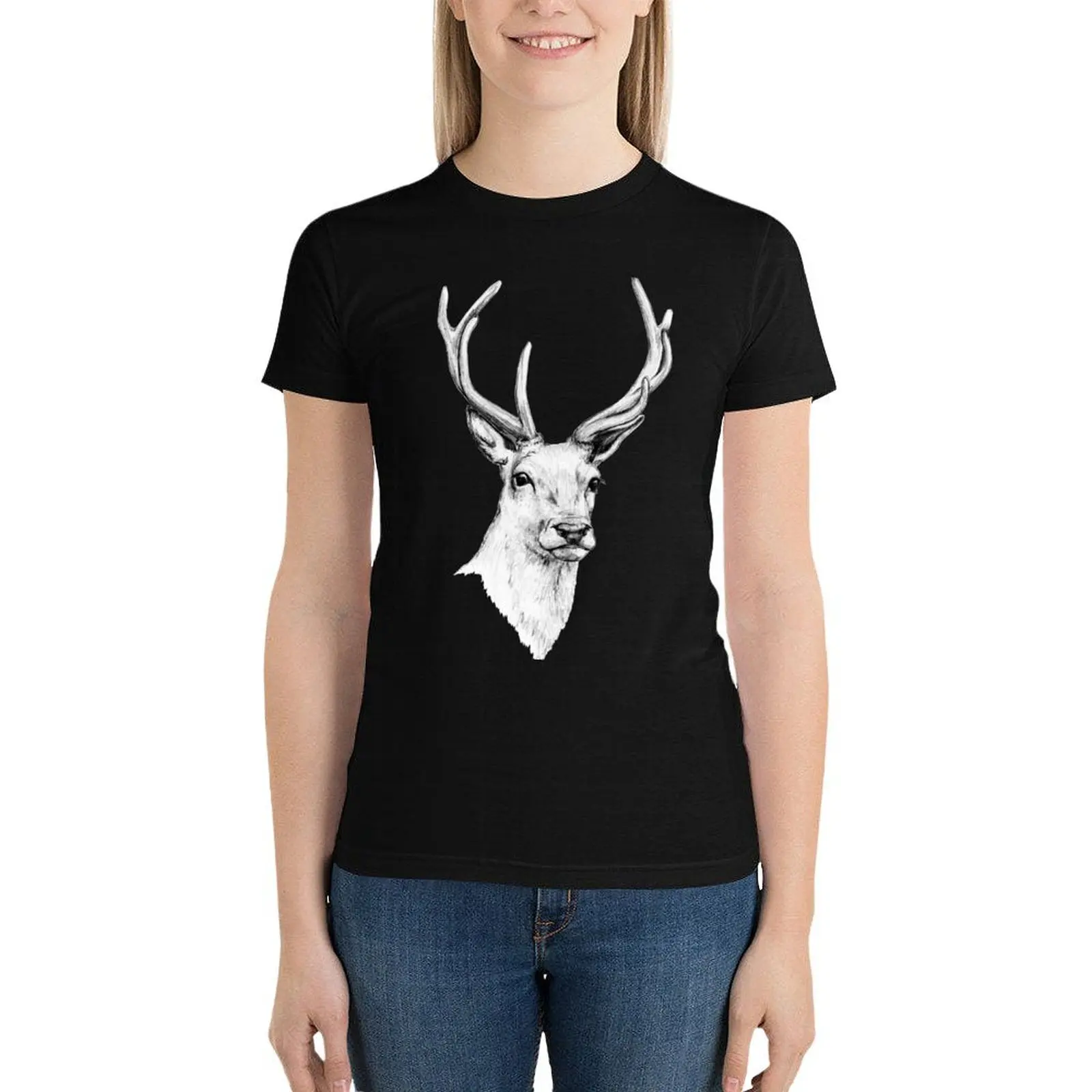 Deer Antlers Stag Head T-Shirt summer tops Blouse tees korean fashion t-shirt dress for Women plus size sexy