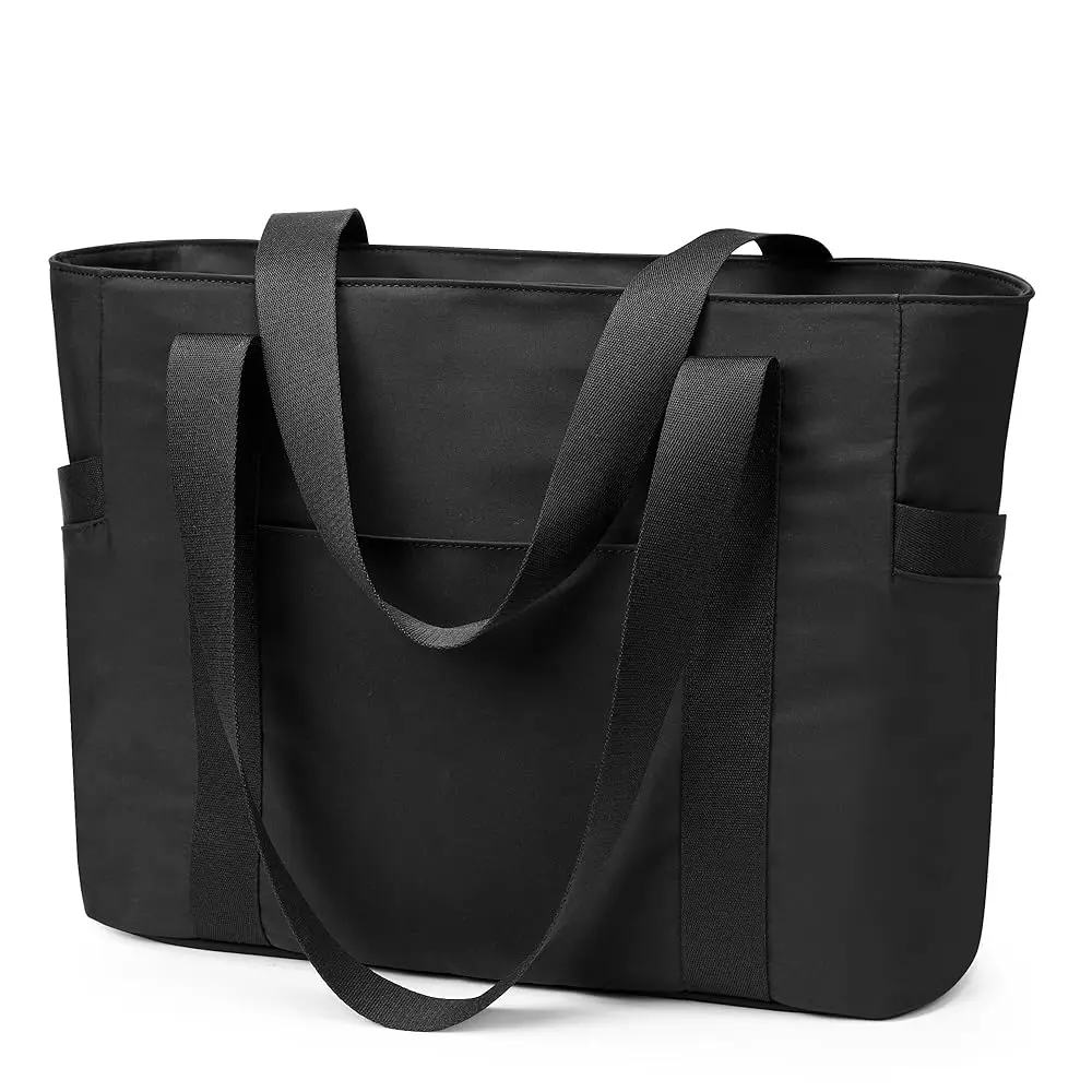 WLLWOO Large Tote Bag, Zipper Shoulder Bag for Women Trolley Sleeve 15.6 Laptop Travel Work Daily Nurse Gym