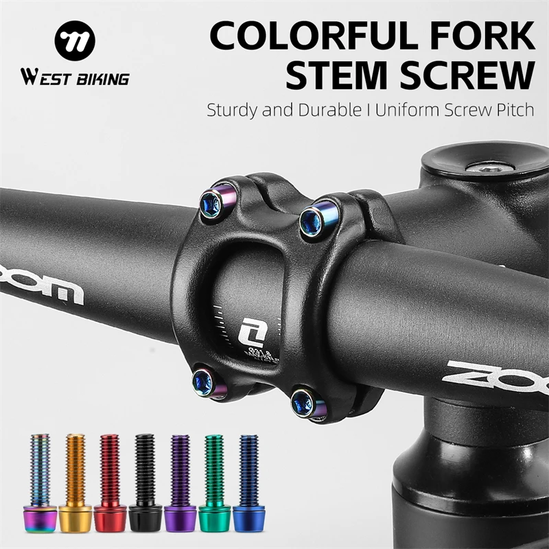 WEST BIKING 6pcs M5x18mm Bike Stem Screw Alloy Steel Hexagon Screw MTB Road Bicycle Handlebar Stems Bolts Stiffen Bike Parts