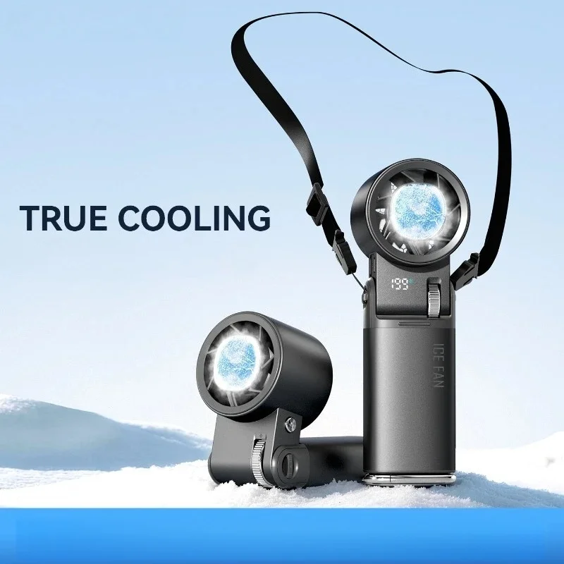 JUSTINLOU 6000MAH Folding Mini Neck Fan Handheld Fan High Speed Violent Electric Fan Summer Outdoor Exercise Cooling Tool