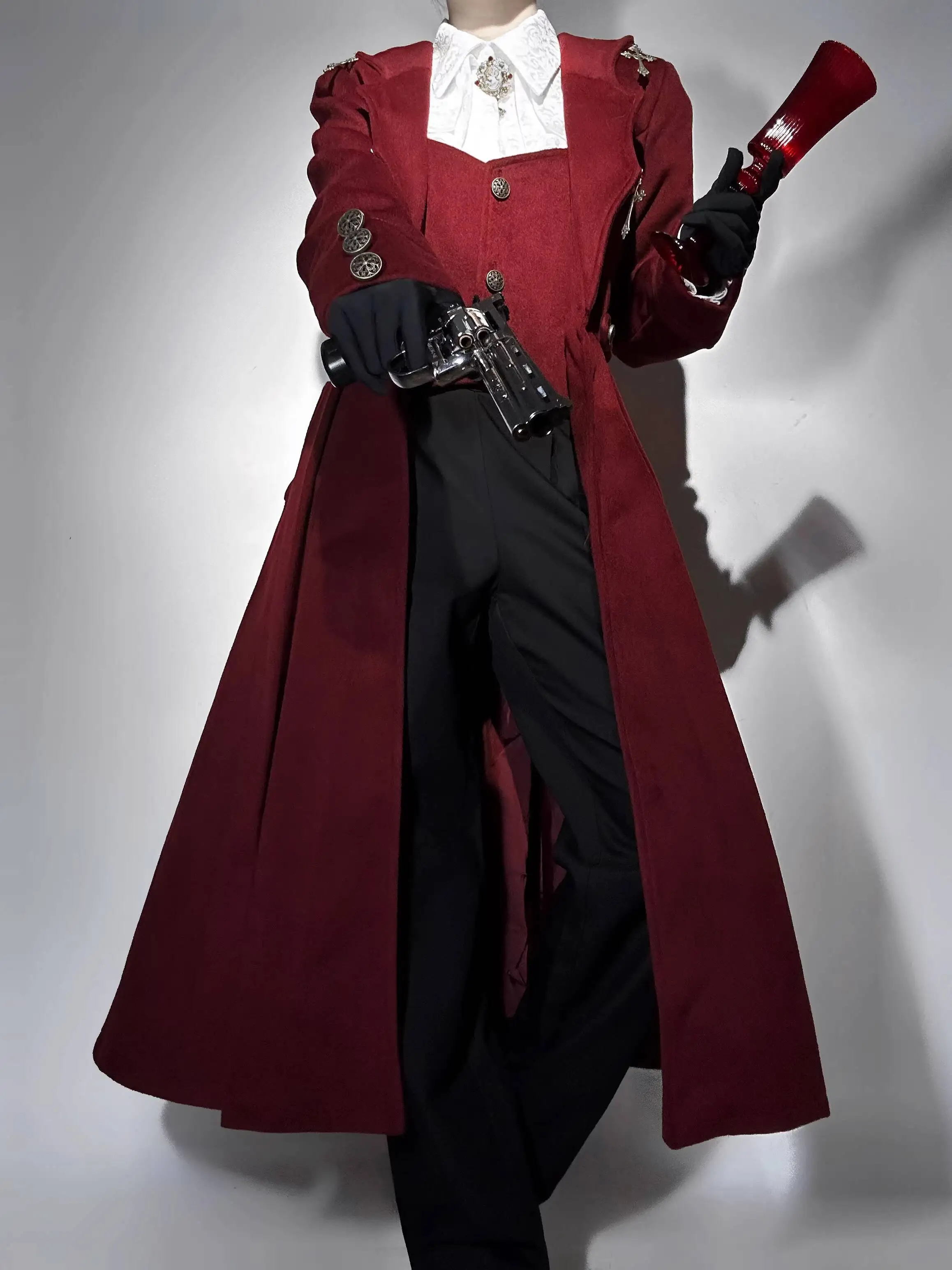 Stage Performance: Prince's Costume Play Costume Lolita Prince Outfit Shirt Long Coat Set Red Suit