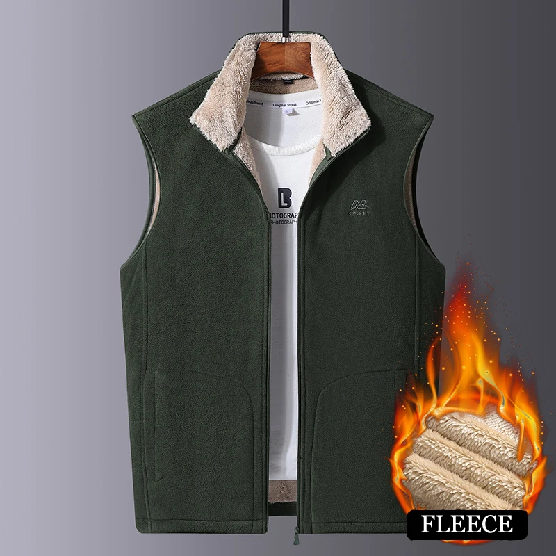 

DIMUSI Men's Jacket Sleeveless Vest Winter Male Fleece Warm Vest Coats Casual Outwear Windbreaker Army Waistcoats Clothing