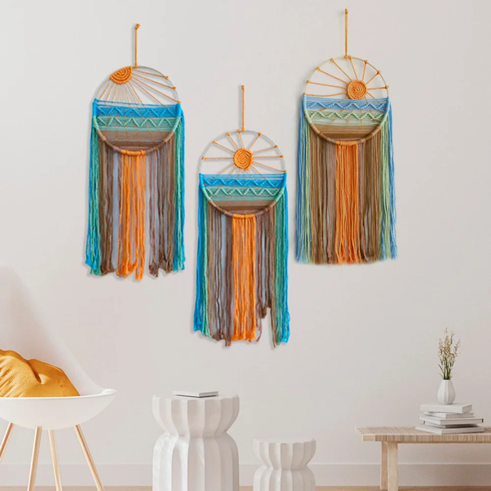 3pcs/set Hollow Wind Chime Hanging Ornaments Dream Catcher Wall Decor Set Kit Boho Home Decor Macrame Wall Hangings Pendant