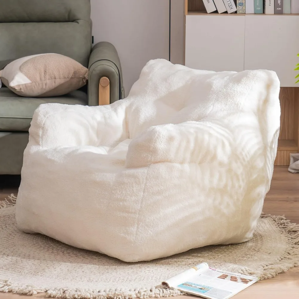 

Bean Bag Chair with Filler Included, Ergonomic Cozy Puff Chair Floor Sofa, Accent Lazy Chair with Backrest Holds up to 250lbs