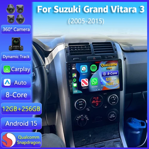 Imagen 1 del producto Android 15 Carplay Auto para Suzuki Grand Vitara 3 2005 - 2011 2012 2013 2014 2015 reproductor de Radio Multimedia para coche DSP WIFI + 4G estéreo
