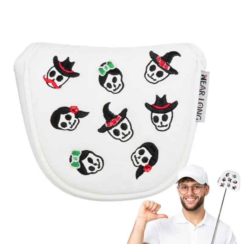 

Golf Putter Headcover Waterproof PU Golf Putter Headcover Protective Wrap Skull Pattern Magnetic Buckle Outdoor Sport