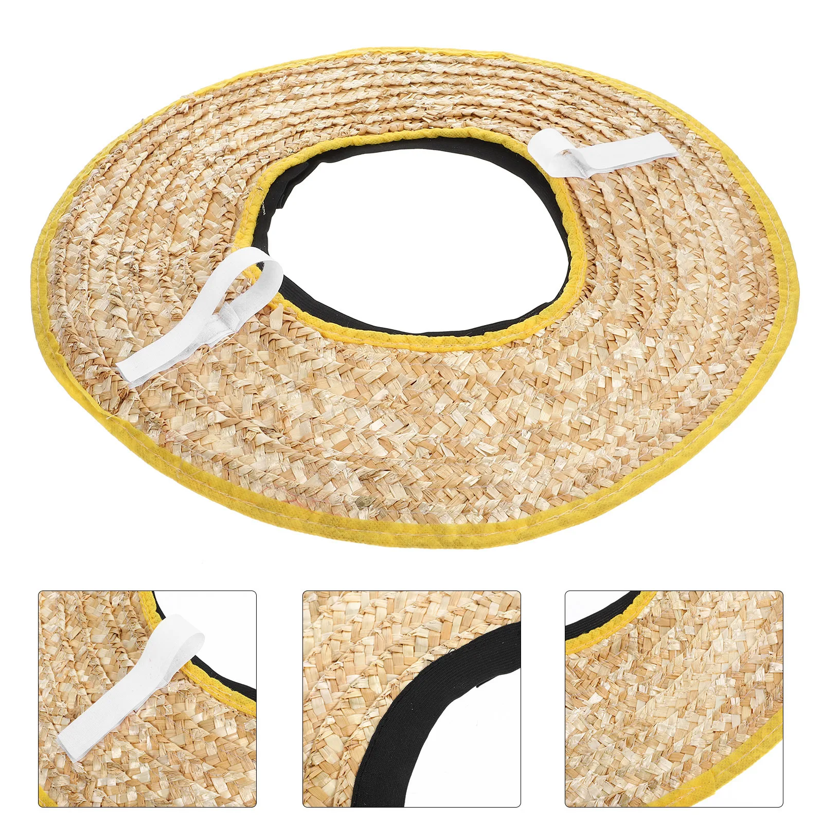 

Construction Sun Hat Woven Straw Visor Hard Hat Shade Cover Uv Protection Full Brim Breathable For Workers Outdoor Use