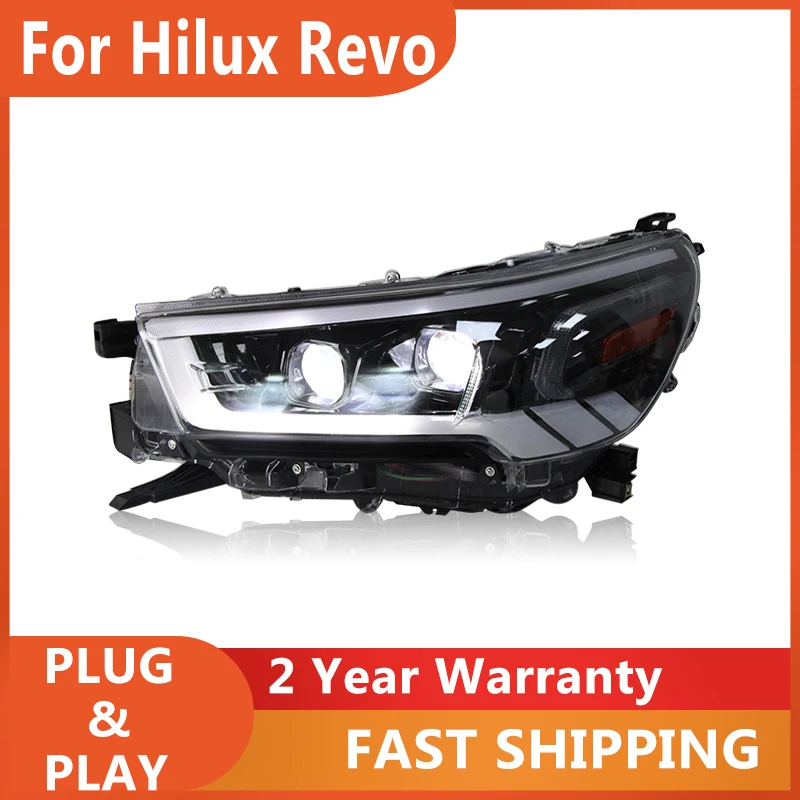 

Фара для Hilux 2015-2020 Revo, головной светильник DRL, указатель поворота, ближний свет, линза проектора