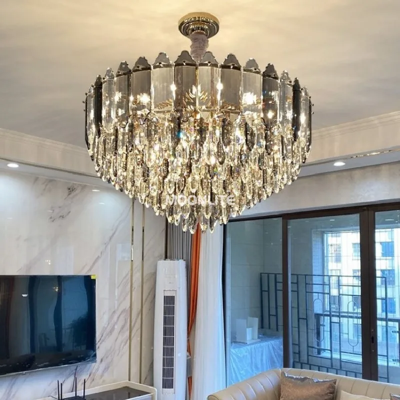 Luxury  Crystal Chandelier Living Room Modern Bedroom Dining Room, High-quality K9 Crystal Circular Chandelier Lighting Fixtures