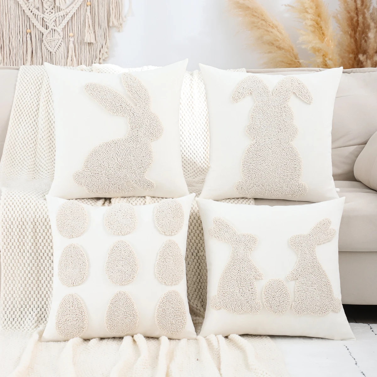 1PC Ostern Dekoration Dekokissenbezug Kaninchen Leinwand Tufting Home Sofa Dekoration