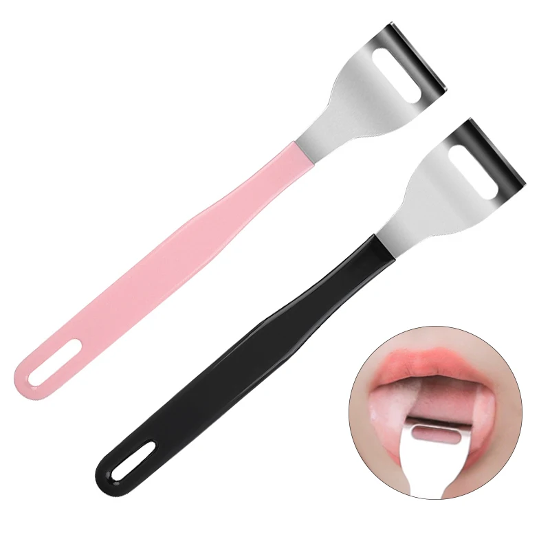 Oral Hygiene Tongue Scraper Stainless Steel Oral Tongue Cleaner Brush Cleaning Coated Tongue Toothbrush Care Tools