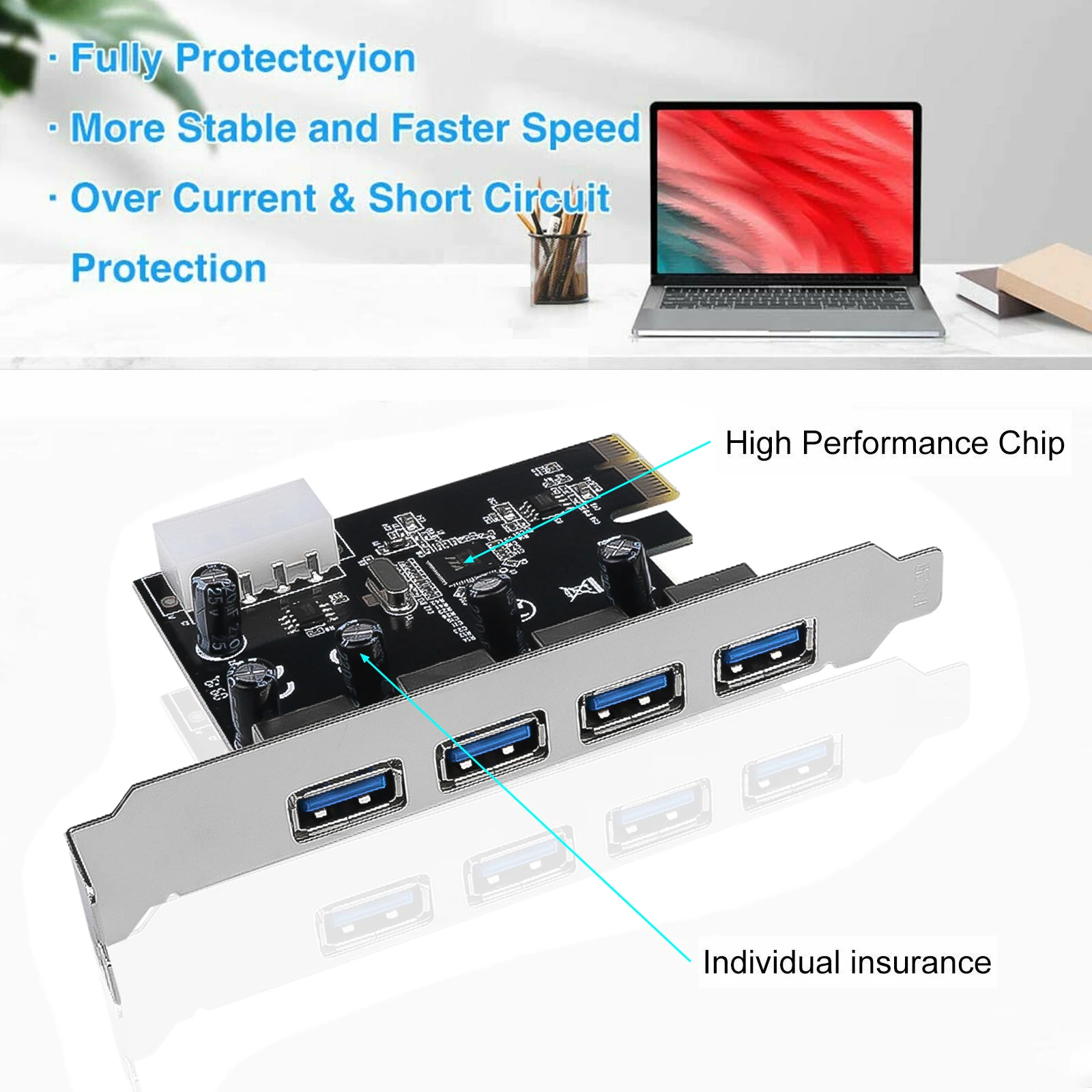 5Gbps USB 3.0 PCI-E Expansion Card Adapter PCI Express 4 Ports USB 3.0 Controller PCIe Card USB 3.0 PCI Express Converter Board
