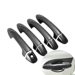 For Toyota Hilux Revo Rocco 2016-2023 Carbon Fiber Chrome Car Door Handle Bowl Cover Decor Trim Sticker Styling Accessories