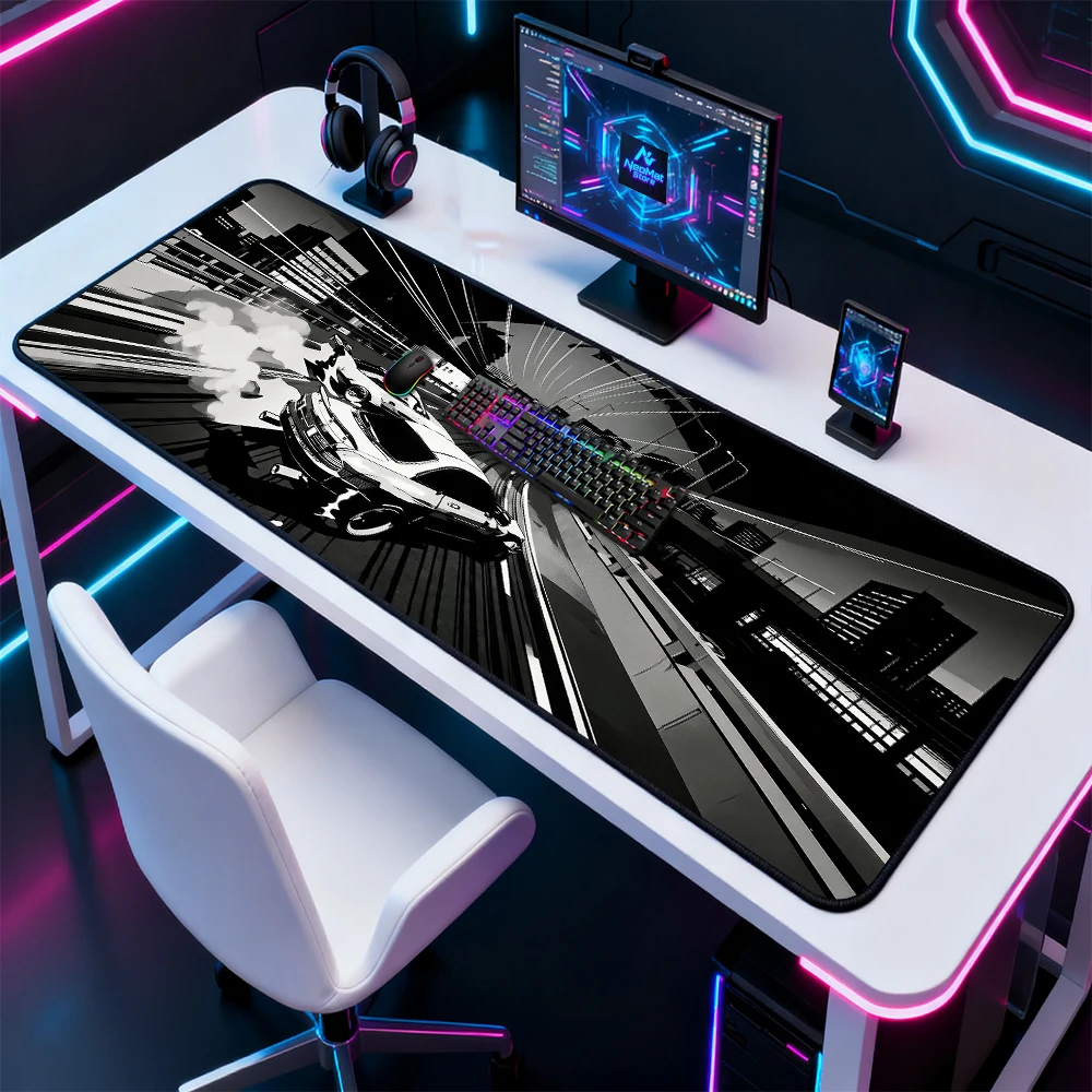 Cyberpunk Desk Mat Large Mousemat 1600x600 Gaming Monochrome Street 1400x600 Racing Giant 5mm Nonslip Computer Accessories