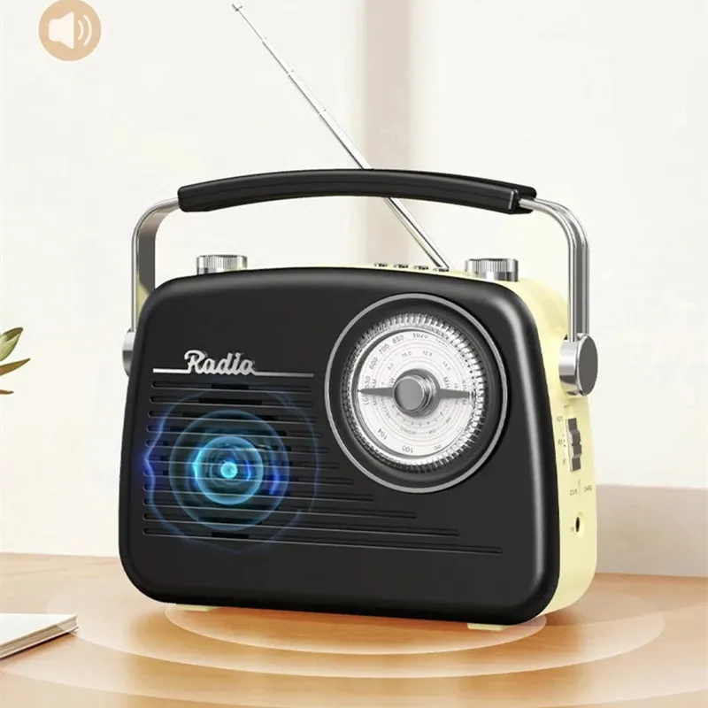 

Rechargeable Portable FM/AM/SW 3 Bands Radio Wireless Speaker Vintage Bluetooth Card Mp3 Player FM Receiver With AUX USB TF Slot
