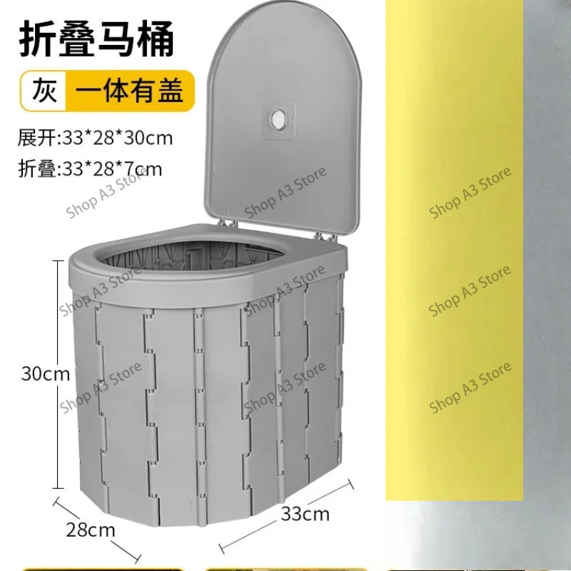 Folding Portable Toilet With Lid Outdoor Camping Car Travel Emergency Mobile Commode Potty
