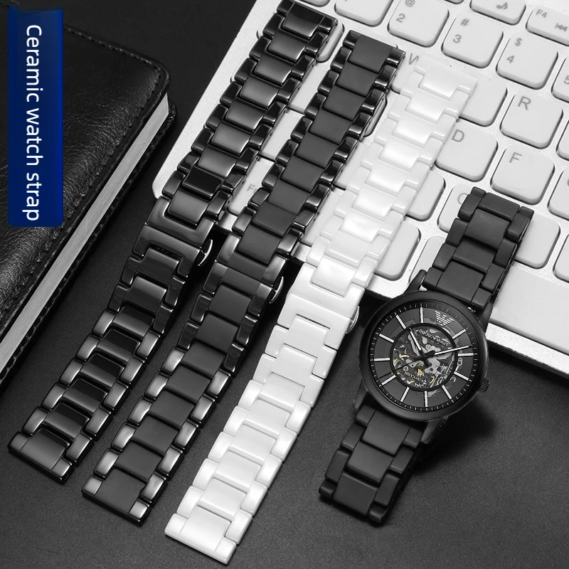 

Frosted Ceramic Watch Strap for King Guess Radar Armani AR60008 Casio Black Watch Chain