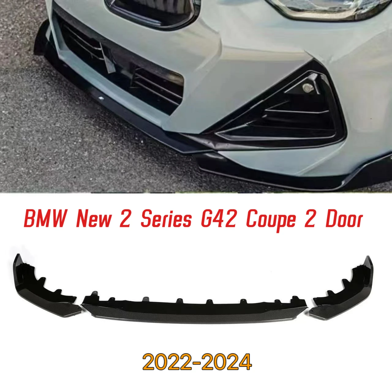 

Car Front Bumper Spoiler Lip Lower Blade Flare Splitter For BMW New 2 Series G42 M235i M240i Coupe 2 door 2022-2023 2024