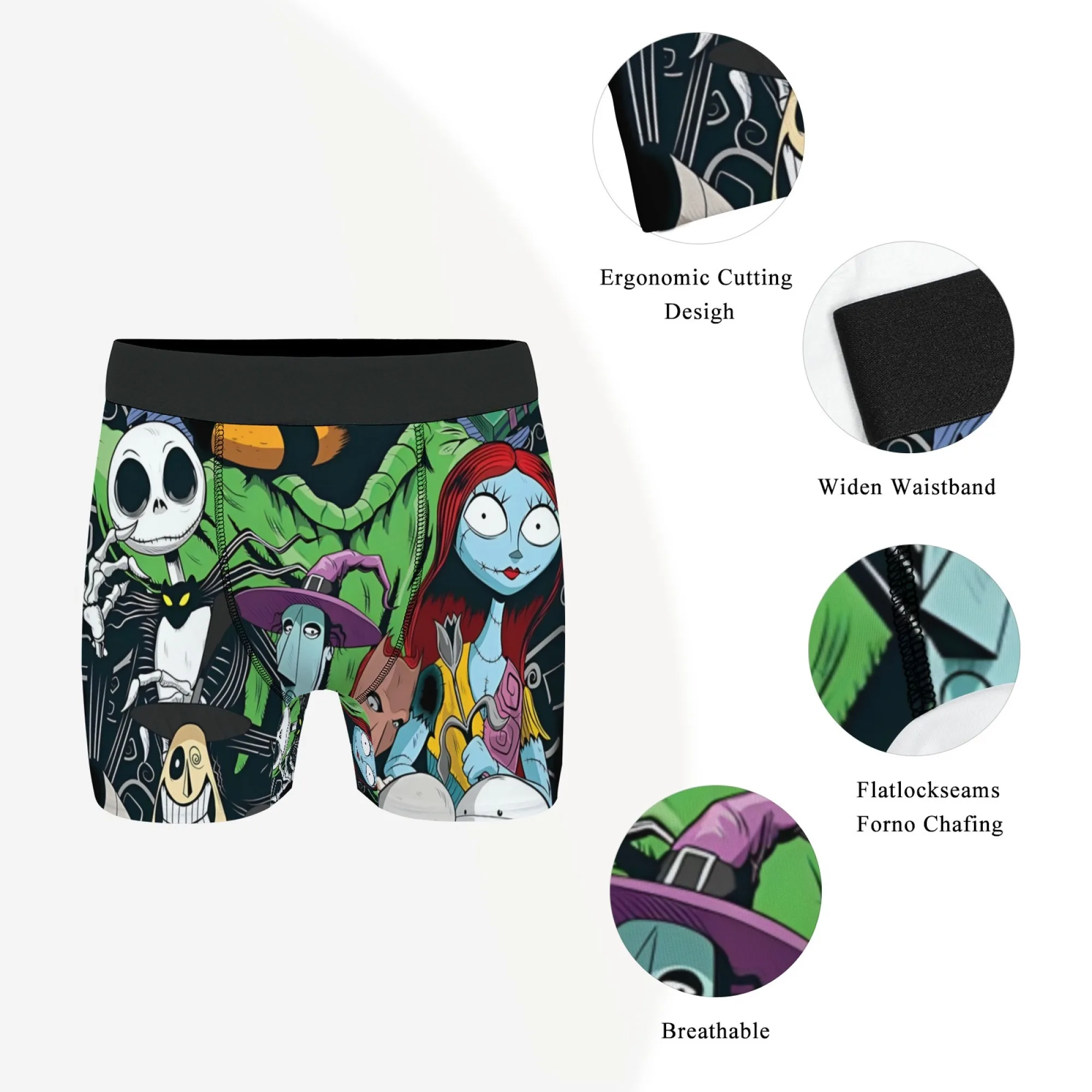 

Мужское нижнее белье с принтом Jack and Sally в стиле Харадзюку, повседневные сексуальные мужские шорты-боксеры, дышащие трусы Disney, забавные подарки для мужчин