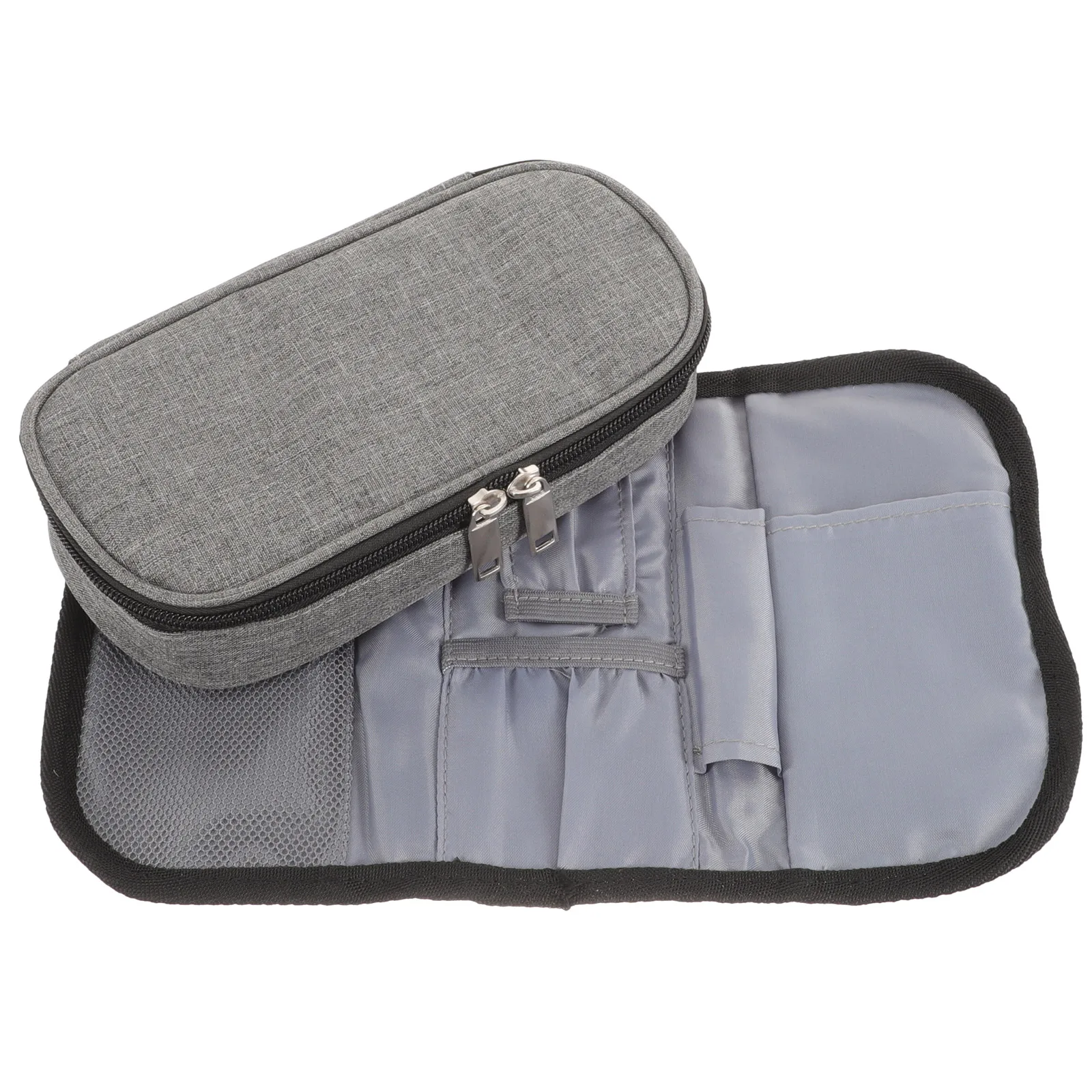 

Insulated Insulin Cooler Pack Portable Mini Medical Bag Gray Small Pouch for Travel Diabetes Supplies Organizer Storage