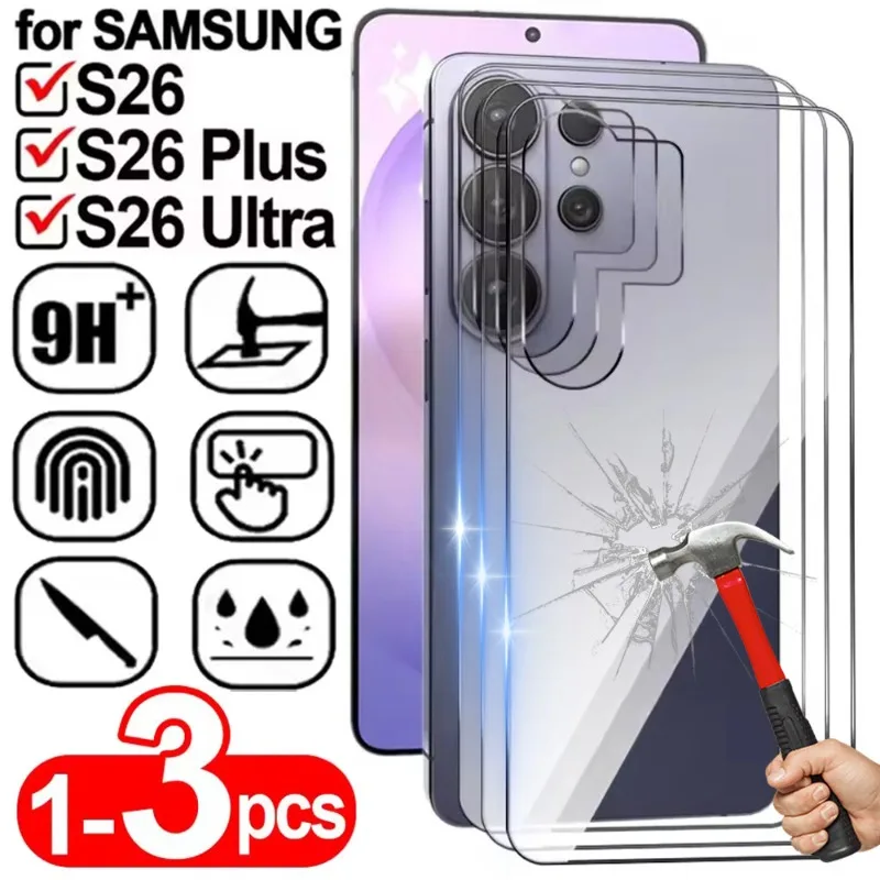 

3/1Pcs Tempered Glass Screen Protector 9H Hardness Back Films for Samsung Galaxy S26 Ultra Plus Scratch-proof HD Clear Rear Film