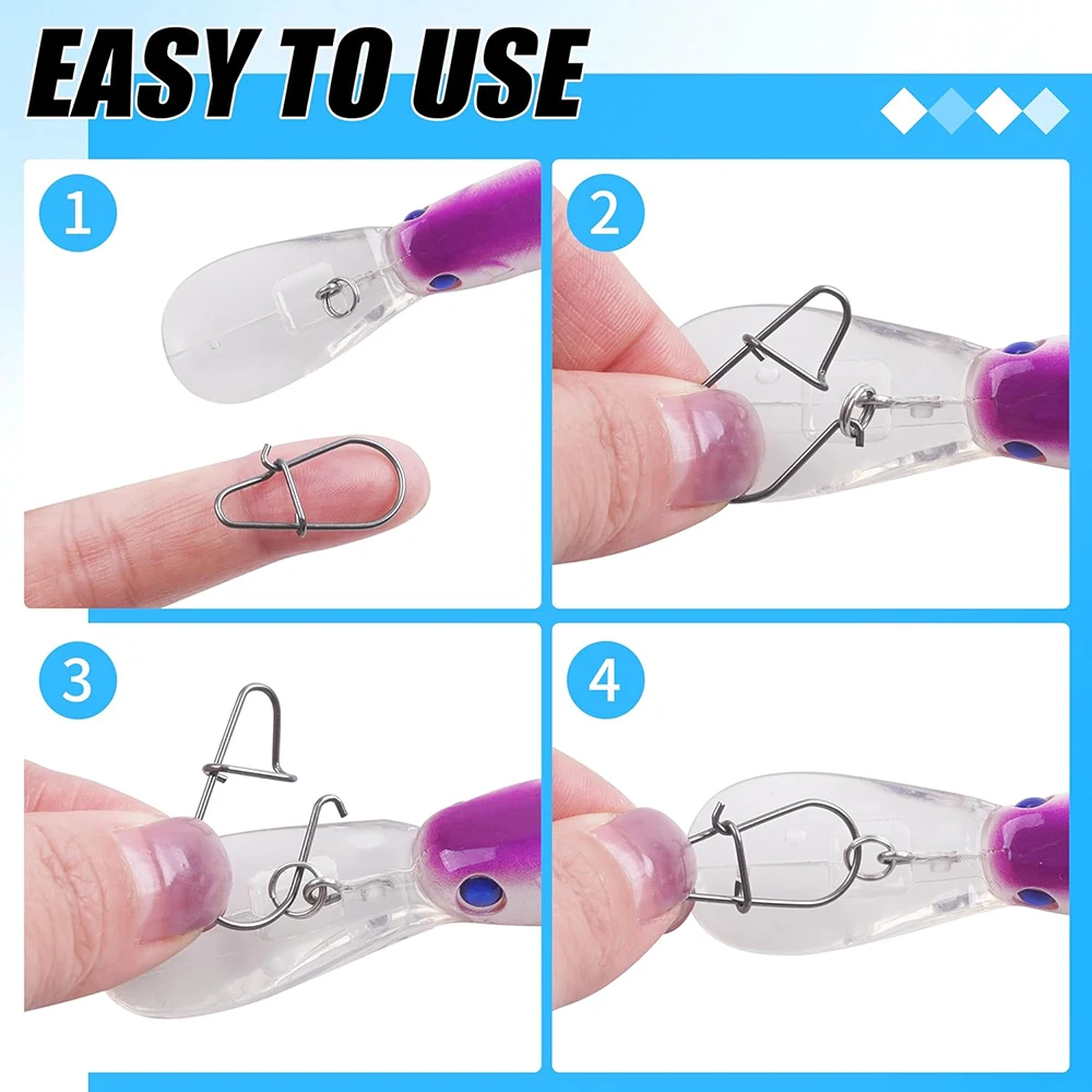 100 Uds Crankbait broches rodantes broches de pesca Duo Lock señuelo broches cambio rápido pesca Clips rápidos conector lubina de agua dulce - imagen 2