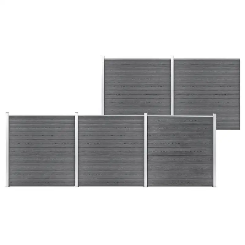 Clôture de jardin WPC 872x186 cm gris Structure en acier durable antirouille, polyvalente comme clôture de jardin ou panneau d'isolation, idéale pour la division des espaces extérieurs.