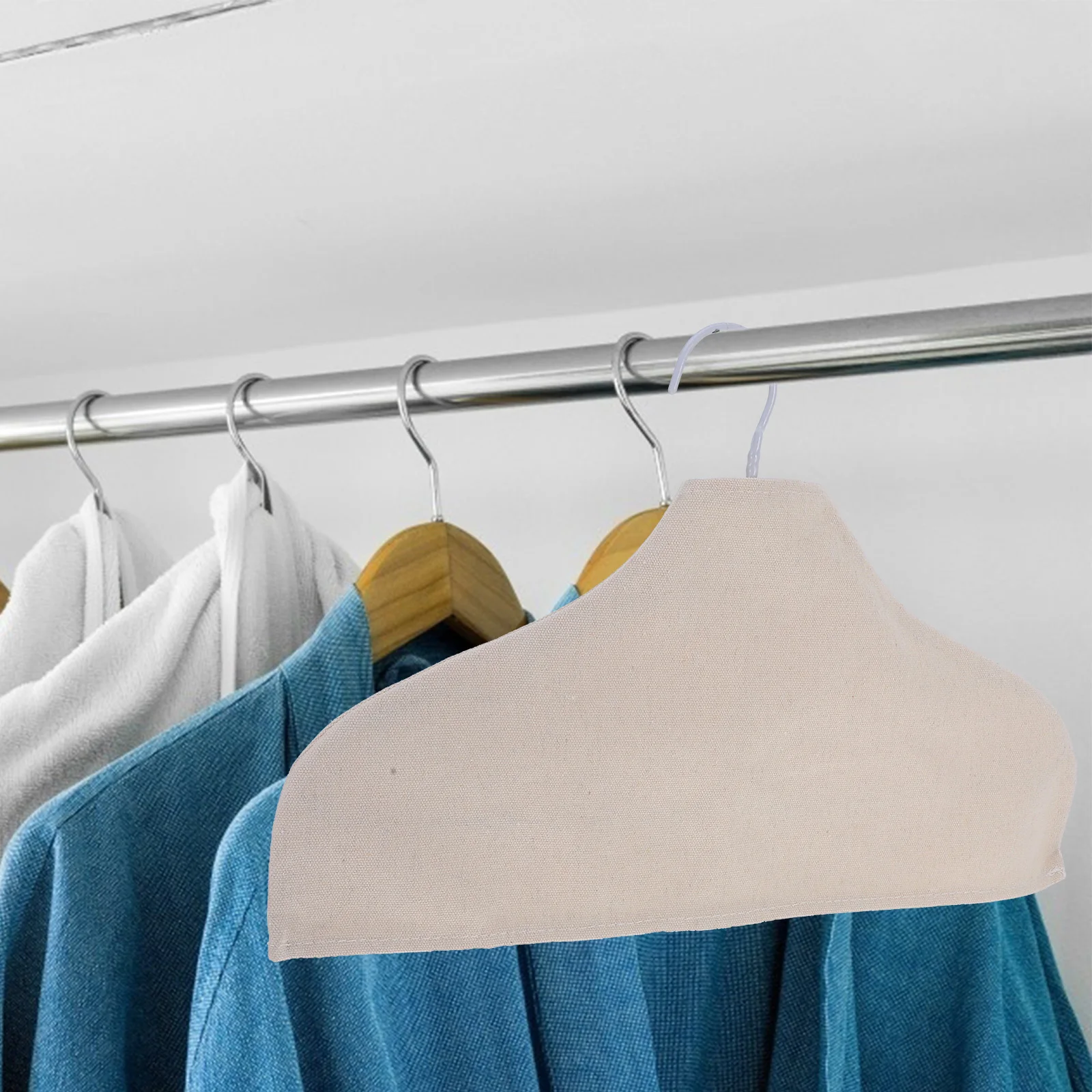 

3 Pcs Clothes Hangers Anti-slip Cover Collection Dust Dust-proof Clothing Store Beige