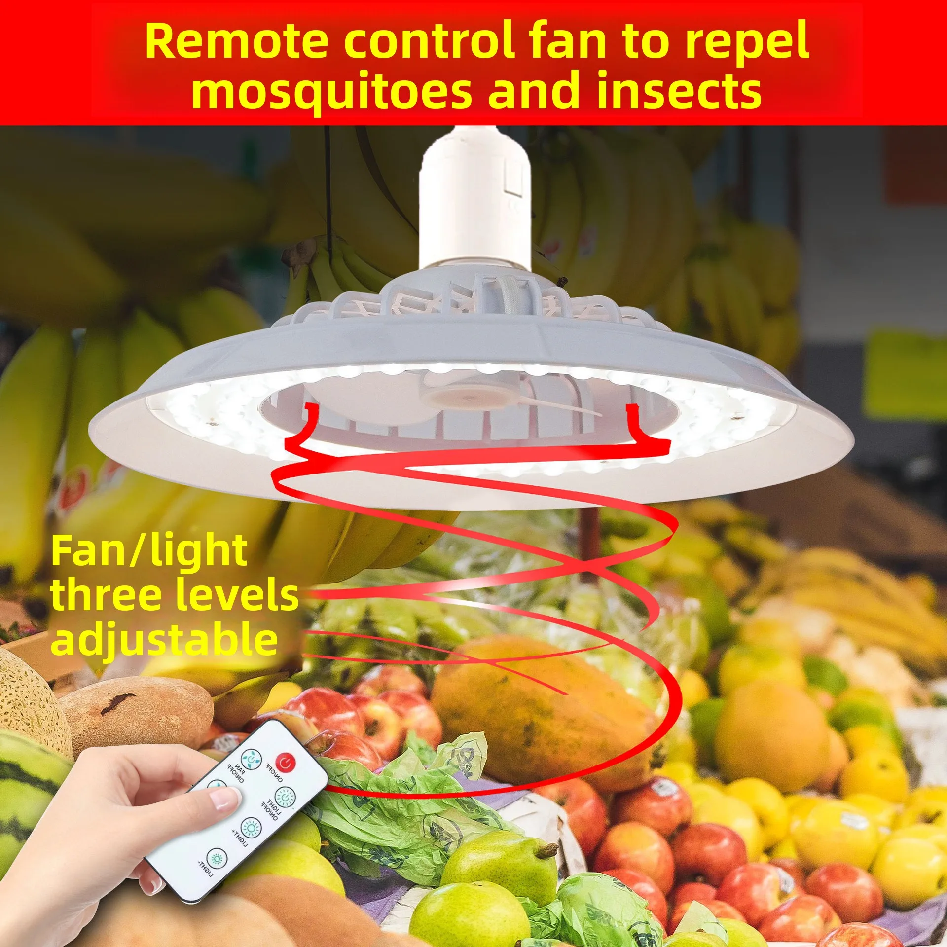 LED Fan Light Supermarket Pendant Lamp, Full Spectrum Neutral Light Plug-in Ceiling Hanging Lighting