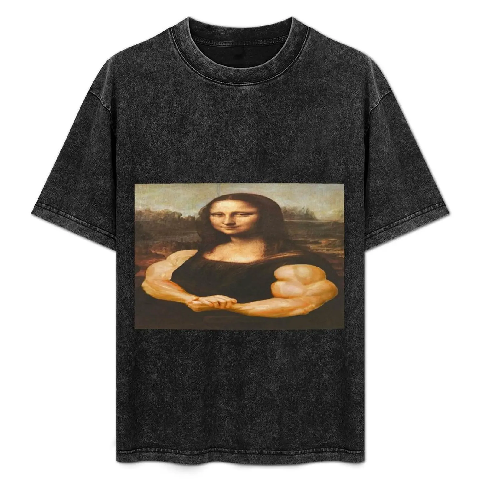 Mona Lisa With Strong Arms T-Shirt Man t-shirt blue lock summer tops mens t shirts casual stylish