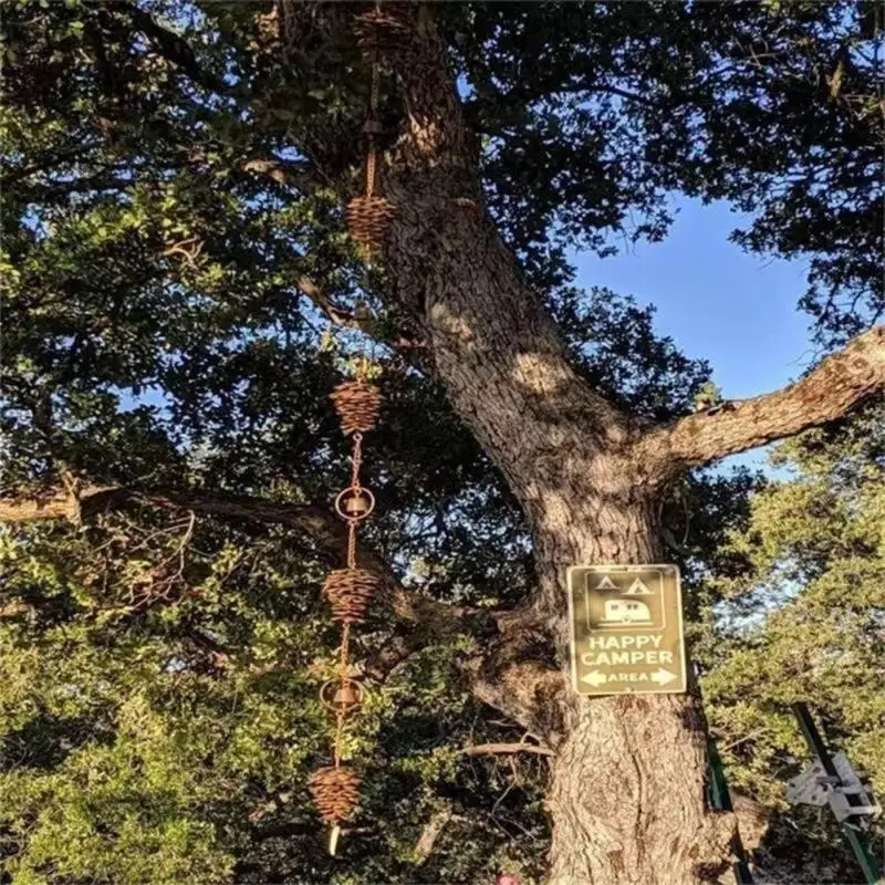 

R9UF Unique Metal Pinecone Wind Adjustable Hanging Rainchain Creates Relaxing Atmospheres For Outdoor And Indoor Setting