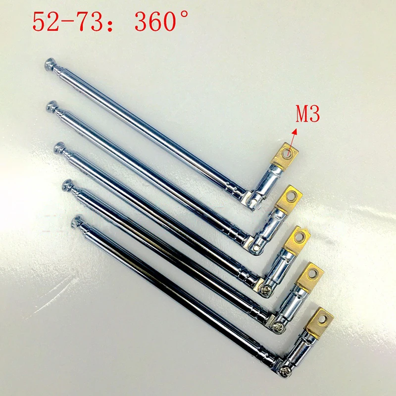 Antenne Rotative Universelle Télescopique en Acier Inoxydable, Canal Complet, Radio AM FM, 52-73, 5 Sections, 1 Pièce